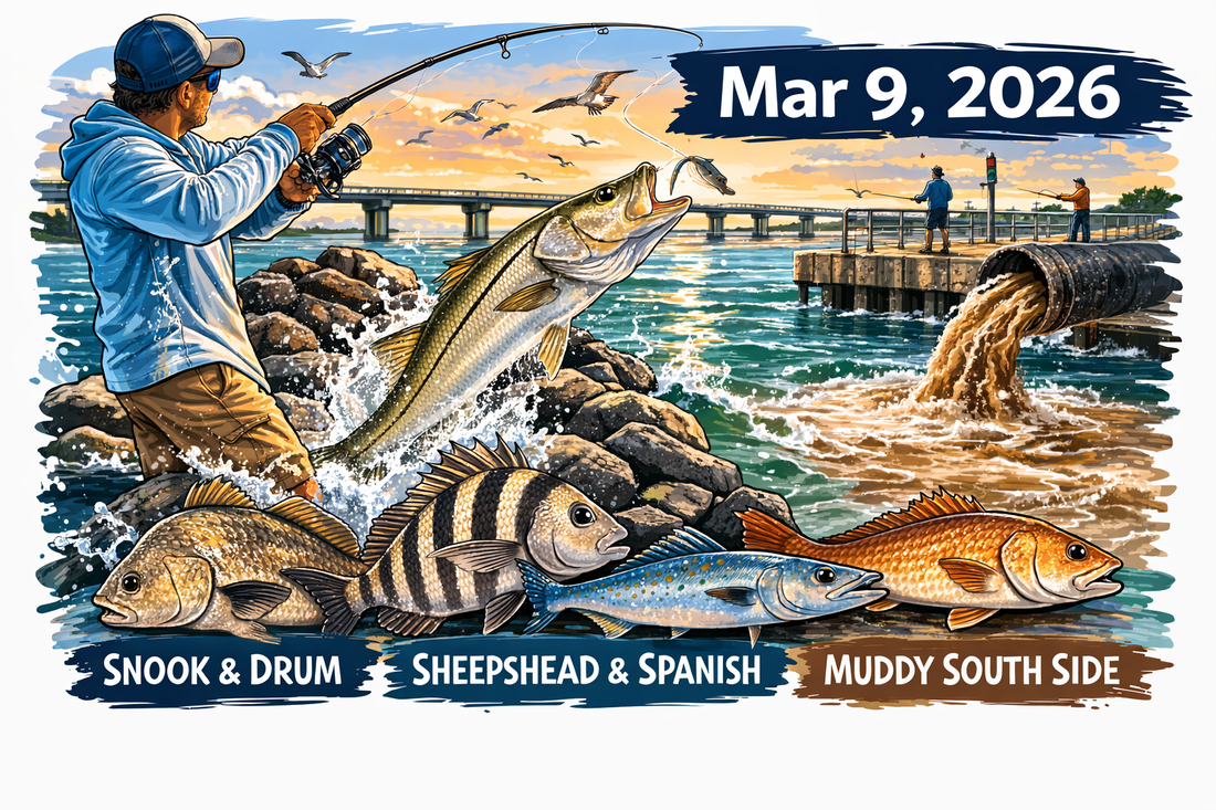 Sebastian Inlet Fishing Report (Mar 9, 2026) — Cleaner North Jetty Bite, Muddy South Side