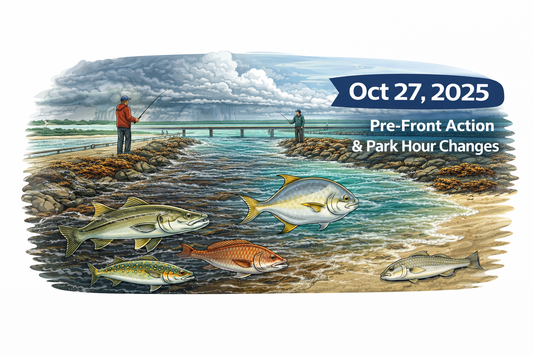 Sebastian Inlet Fishing Report – Oct 27, 2025 (Pre-Front Action & Park Hour Changes)